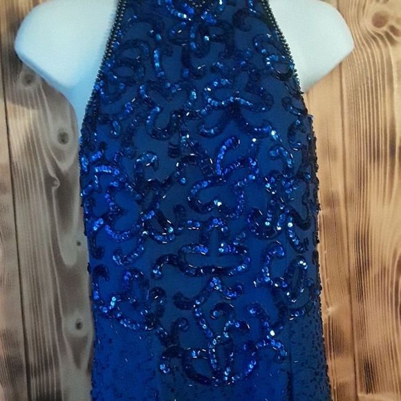 Peak Evenings Coral Blue Size 6 Prom Dress - Picture 3 of 8